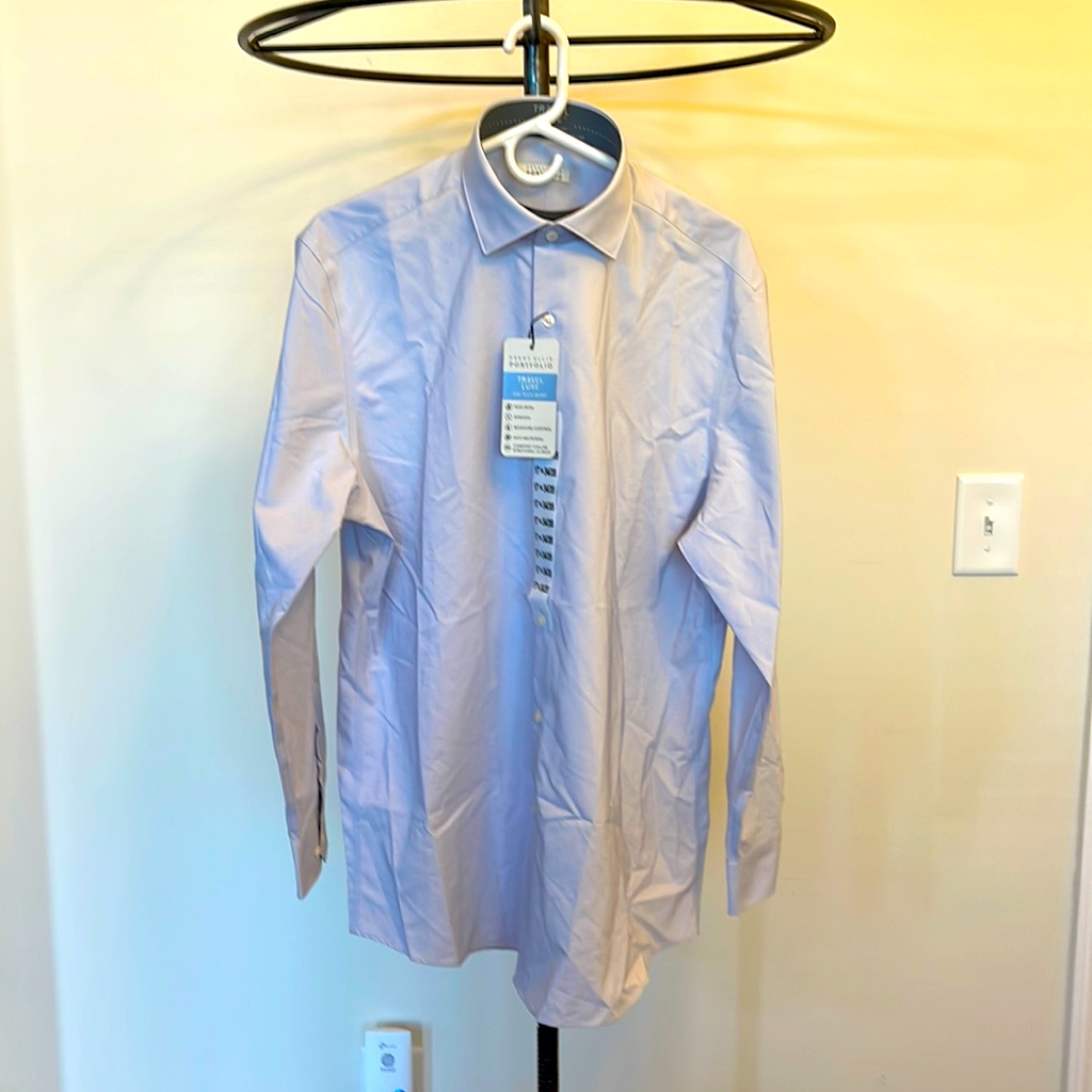 Mens Perry Ellis Dress Shirt Light Lilac And Size 17 3535 Brand New